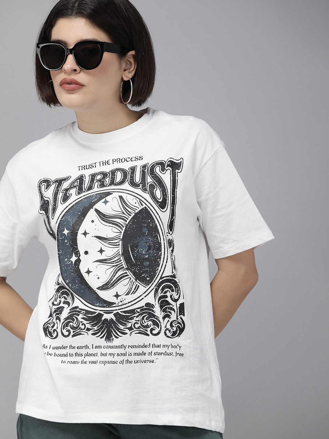 

Roadster Women Printed Bio Finish T-shirt, White