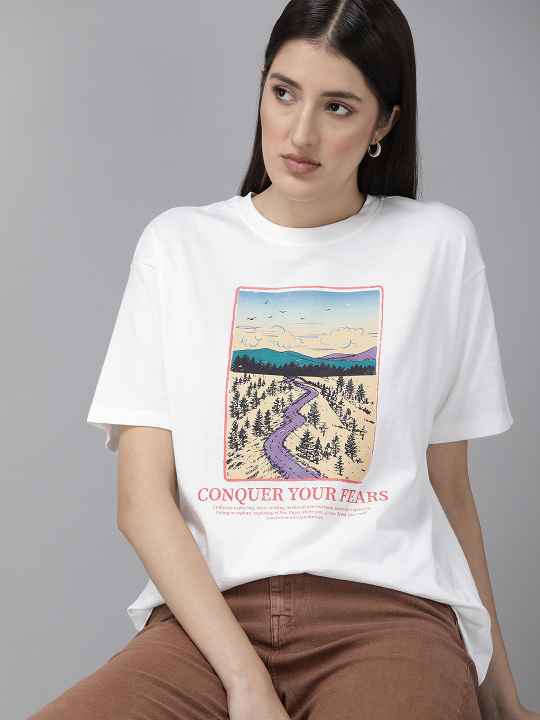

Roadster Women Printed Bio Finish T-shirt, White