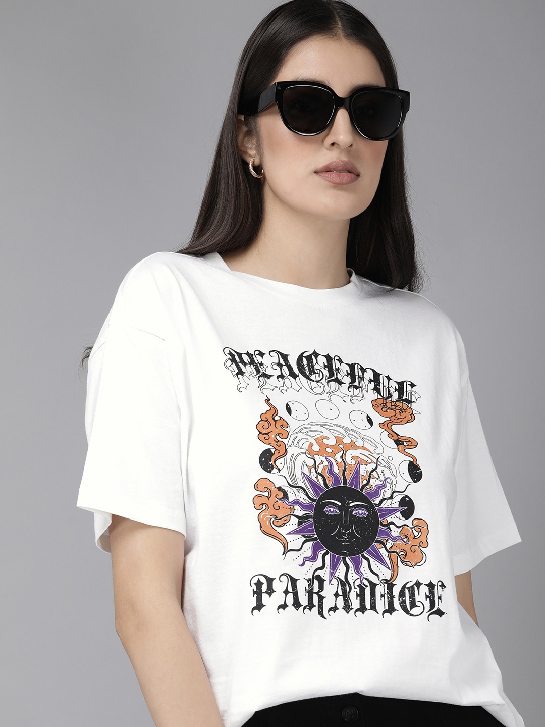 

Roadster Women Printed Bio Finish T-shirt, White