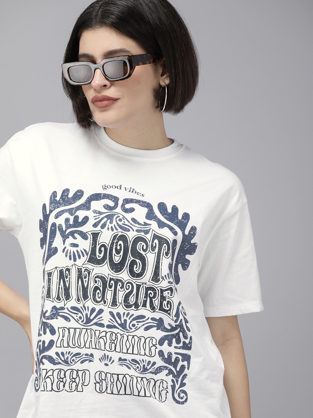 

Roadster Women Typography Printed Bio Finish T-shirt, White