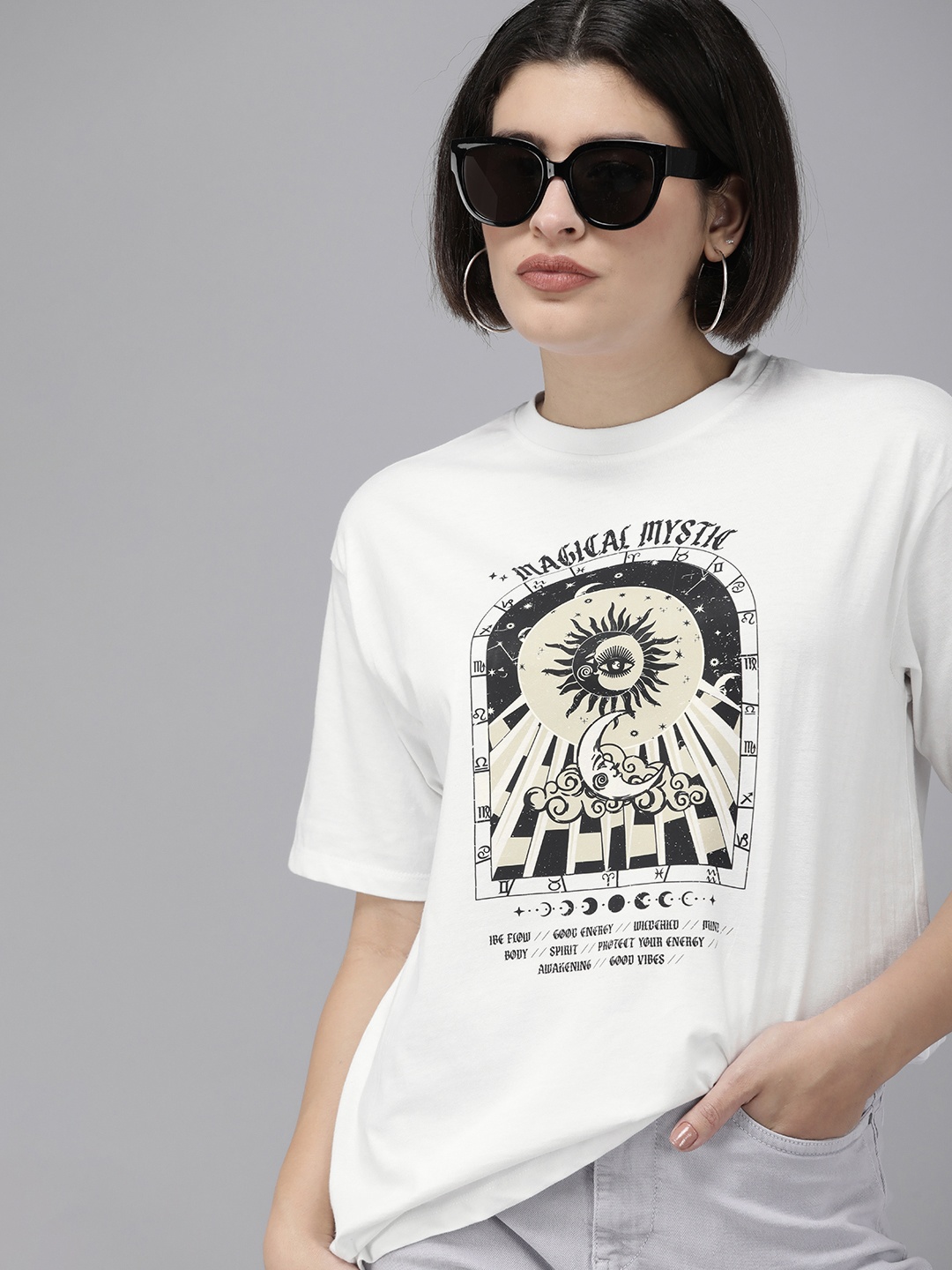 

Roadster Women Printed Bio Finish T-shirt, White