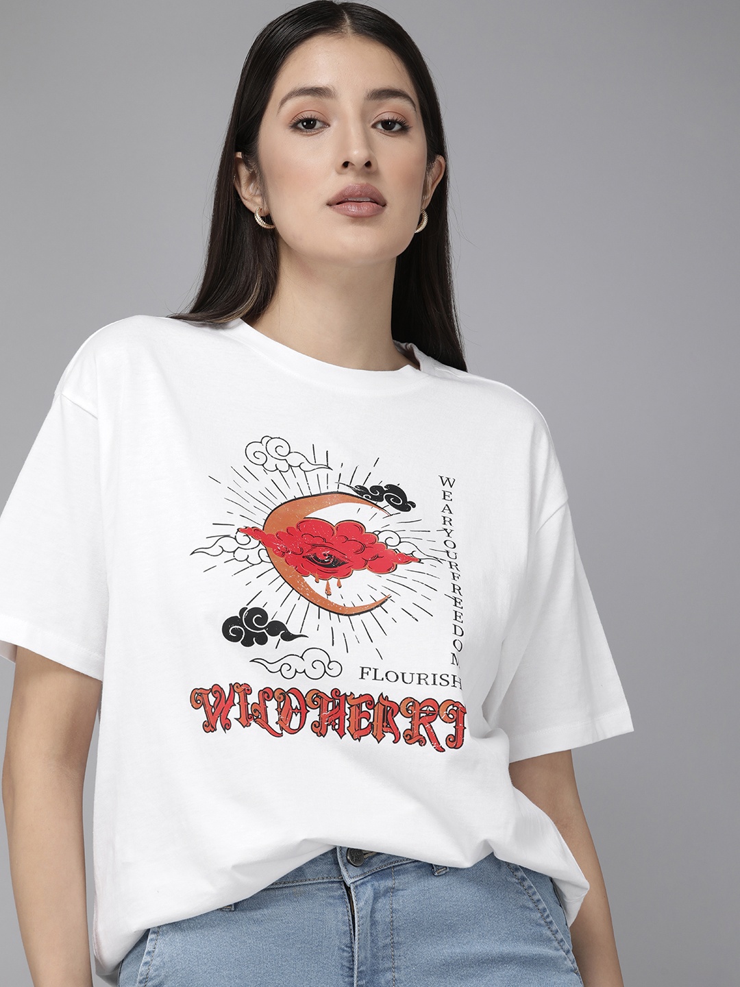 

Roadster Women Graphic Printed Bio Finish T-shirt, White