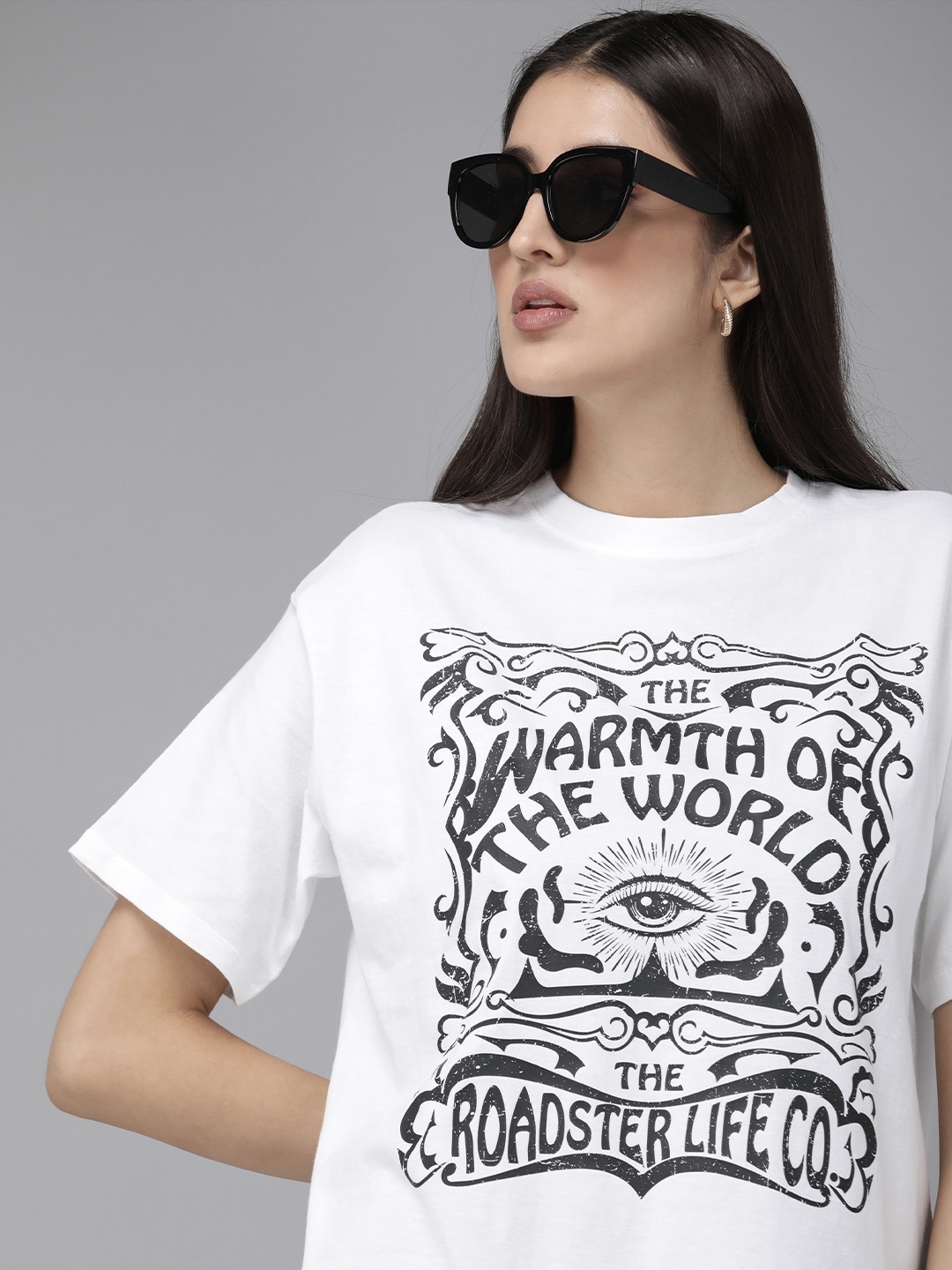 

Roadster Women Printed Bio Finish T-shirt, White