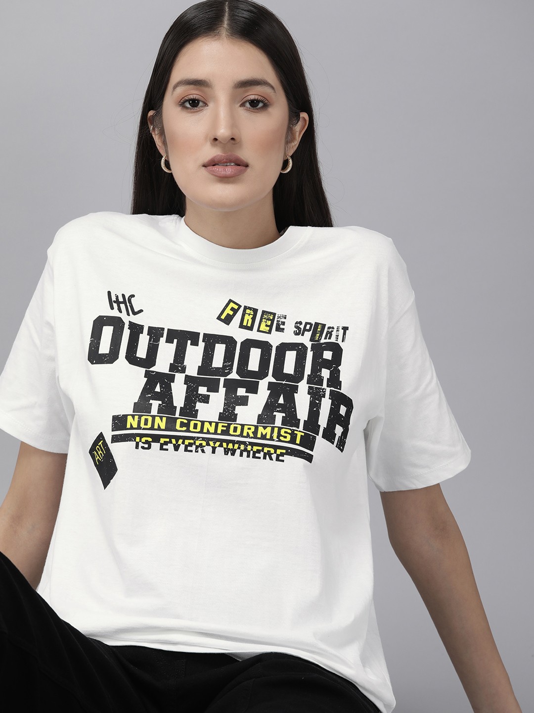 

Roadster Women Typography Printed Bio Finish T-shirt, White
