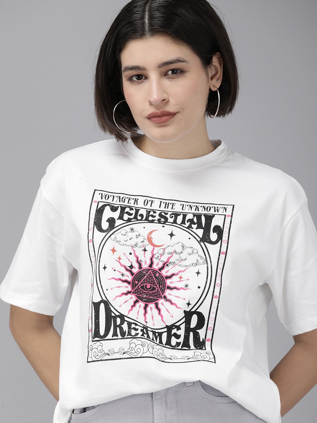 

Roadster Women Printed Bio Finish T-shirt, White