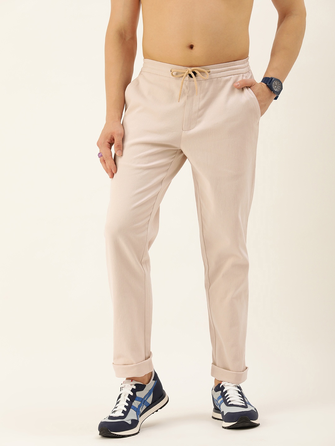 

Harvard Men Classic Solid Slim Fit Joggers, Beige