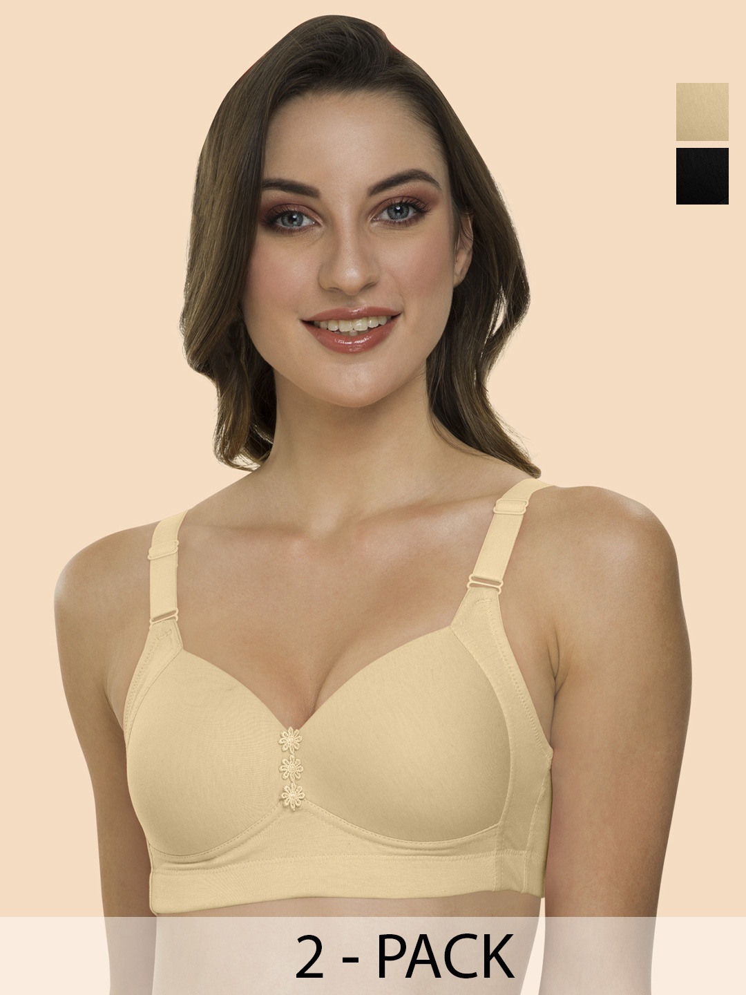 

Tweens Black & Beige Bra Full Coverage Lightly Padded