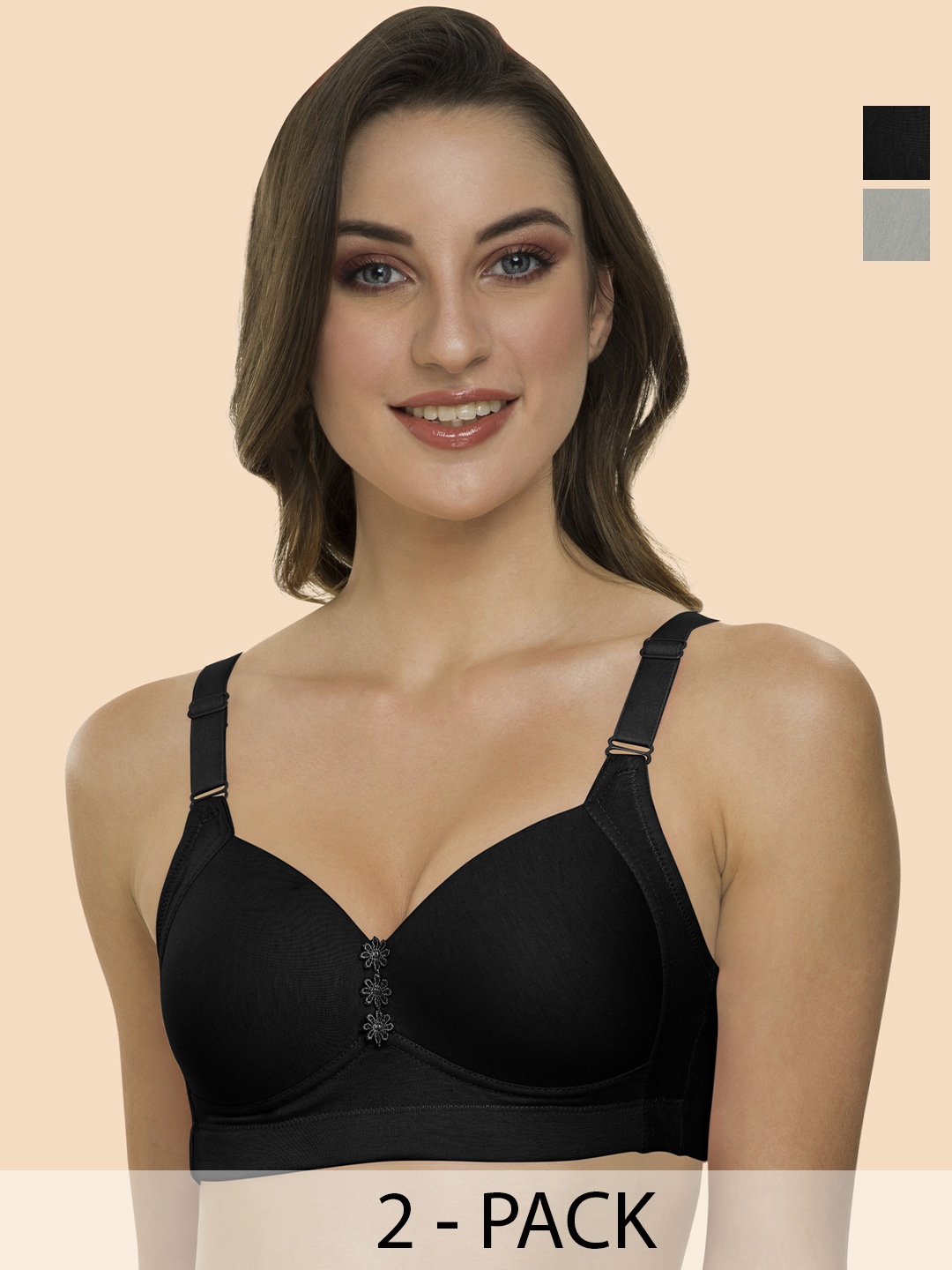 

Tweens Grey & Black Bra Full Coverage Lightly Padded