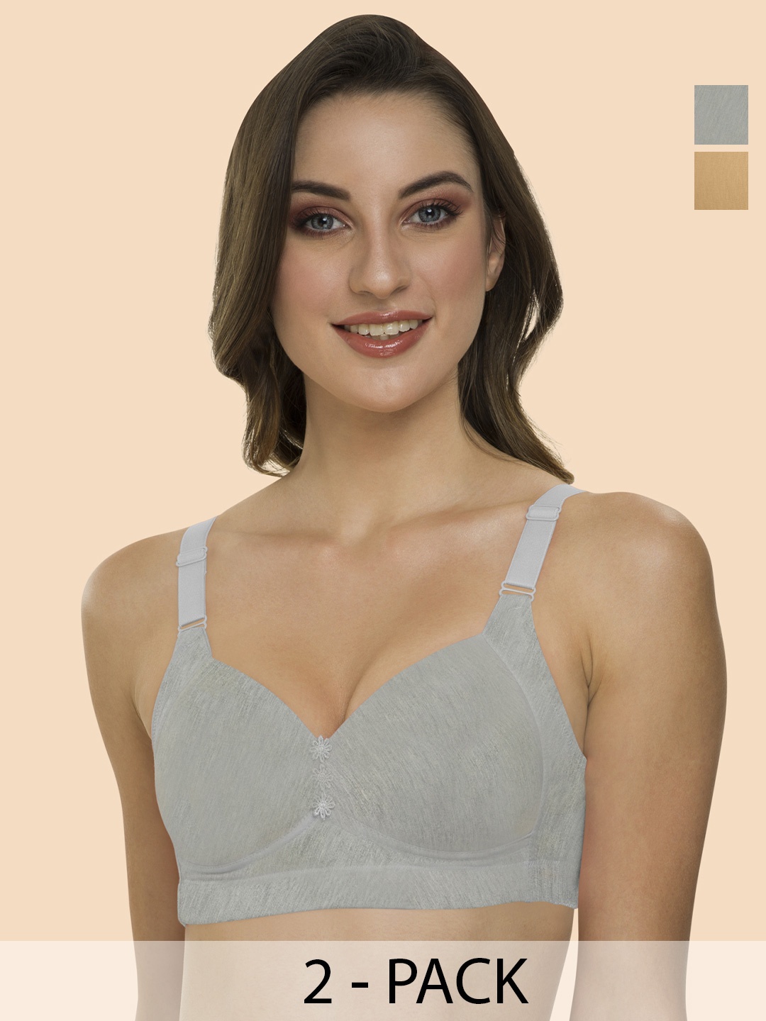 

Tweens Beige & Grey Bra Full Coverage Lightly Padded