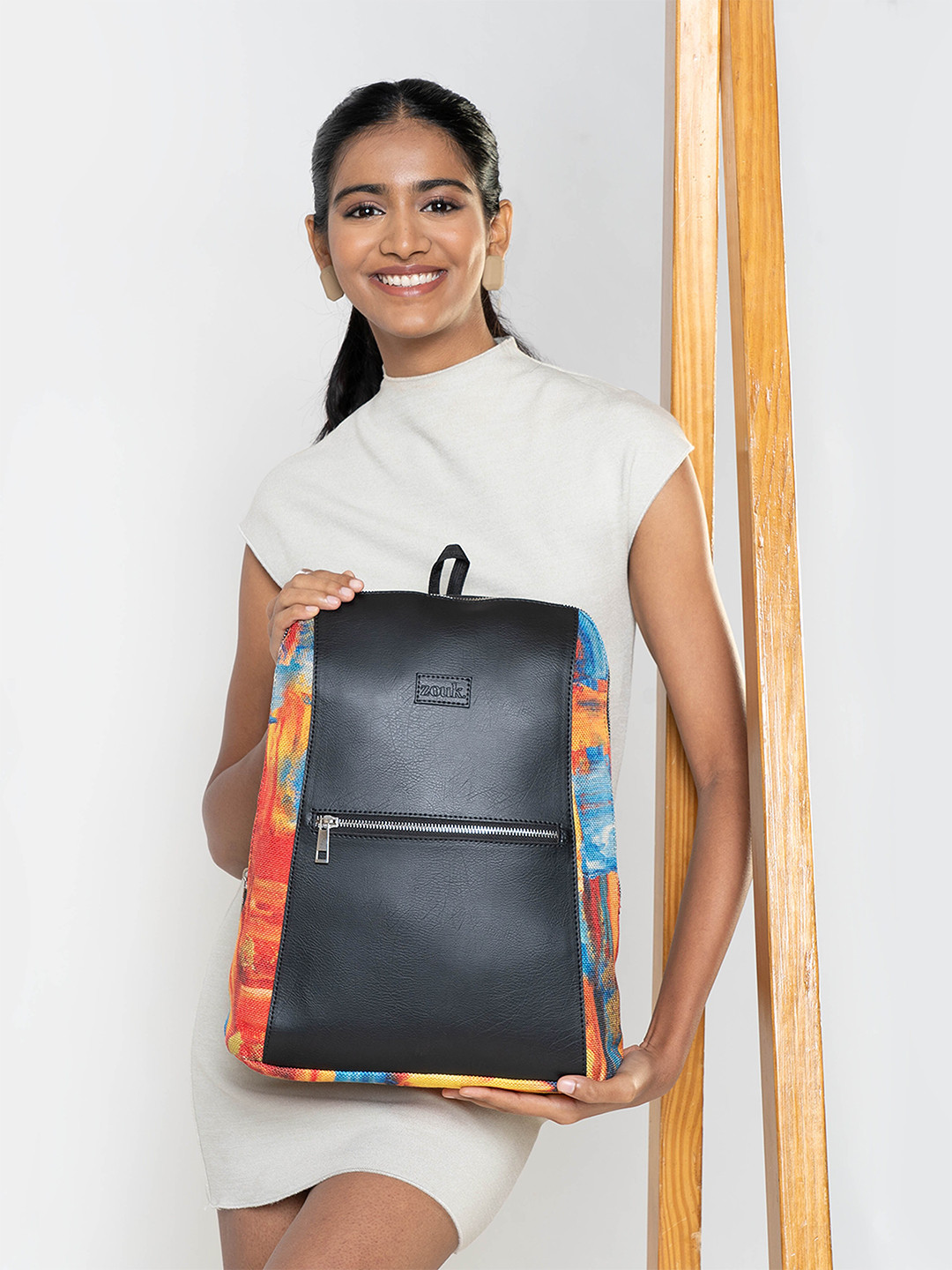 

ZOUK Women Printed Backpack, Black