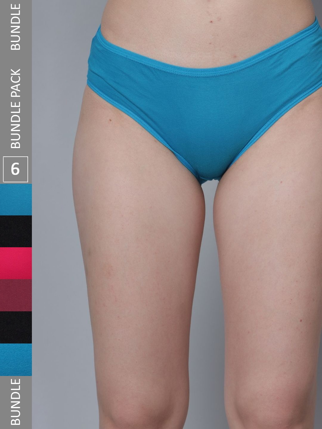 

Aimly Pack Of 6 Cotton Mid-rise Hipster Briefs, Blue