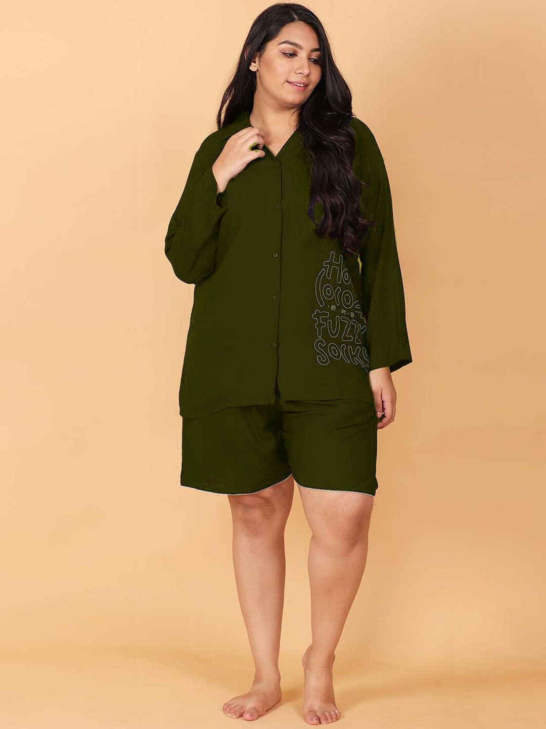 

LastInch Embroidered Night Suit, Green