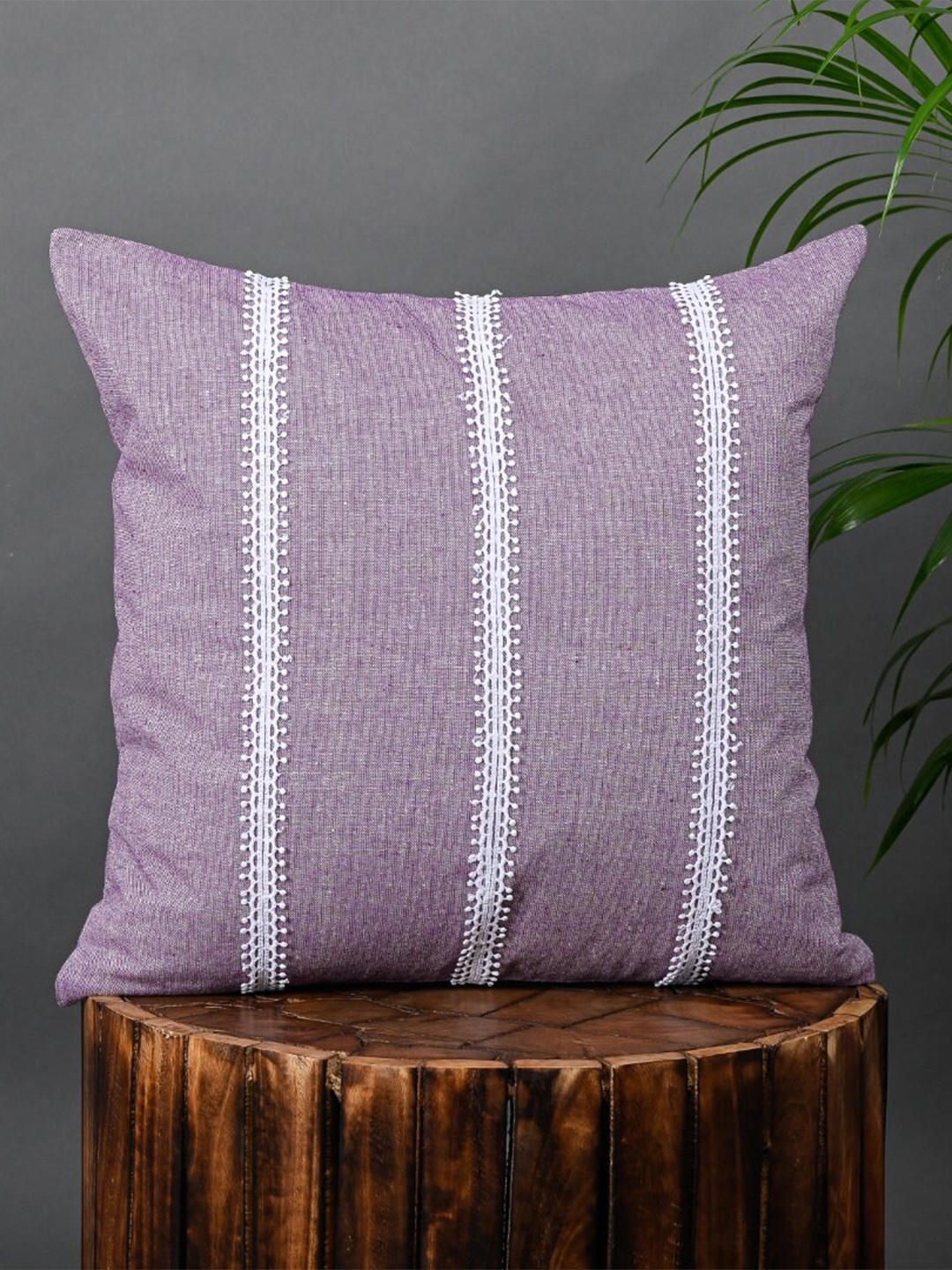 

OUSSUM Pink & White Striped Cotton Square Cushion Cover