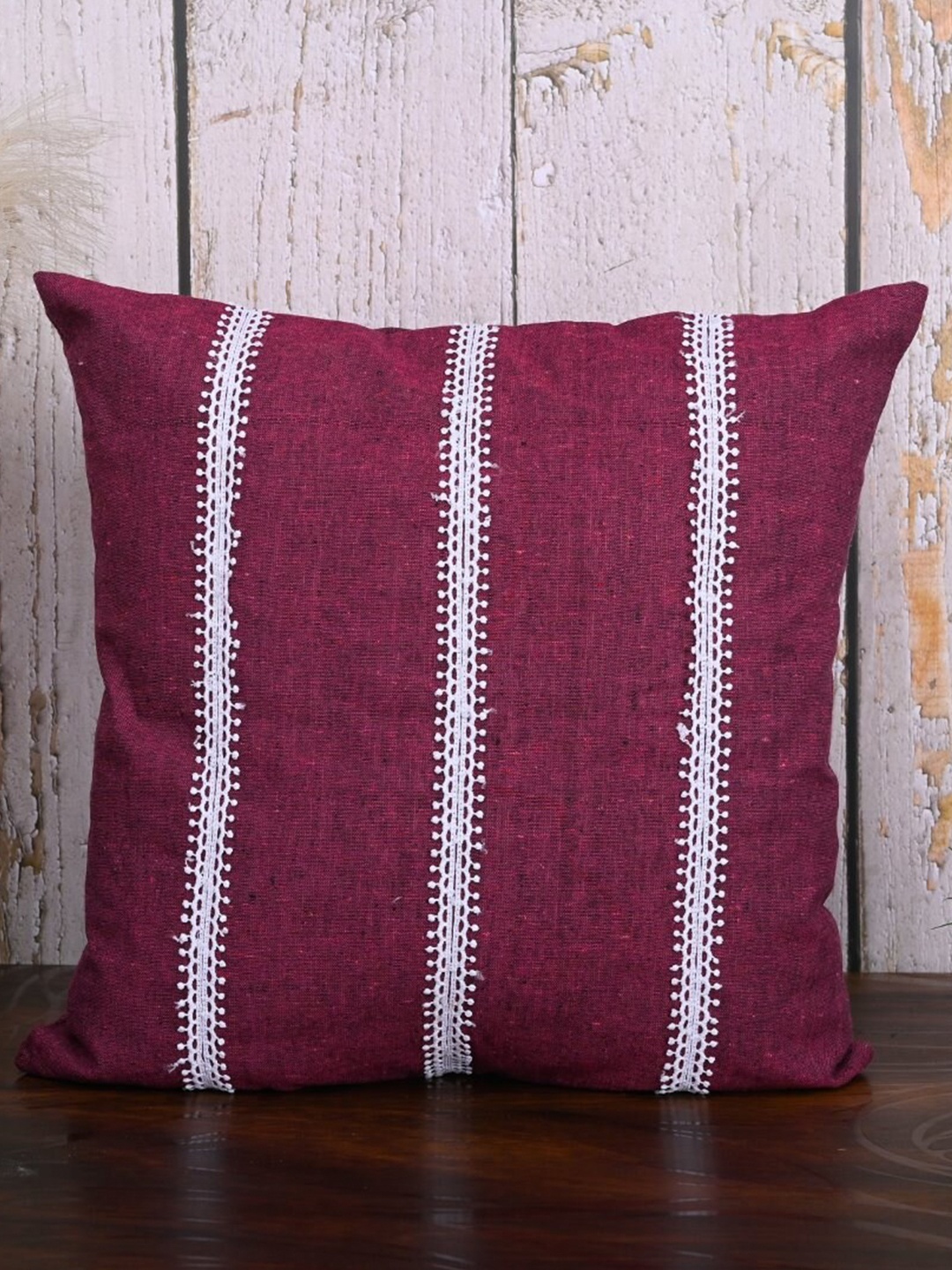 

OUSSUM Pink & White Striped Cotton Square Cushion Cover