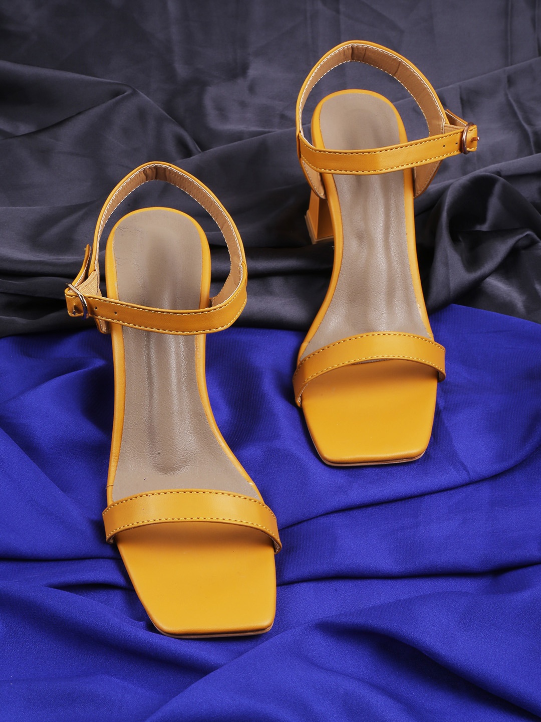 

PERY PAO Open Toe Block Heels, Yellow