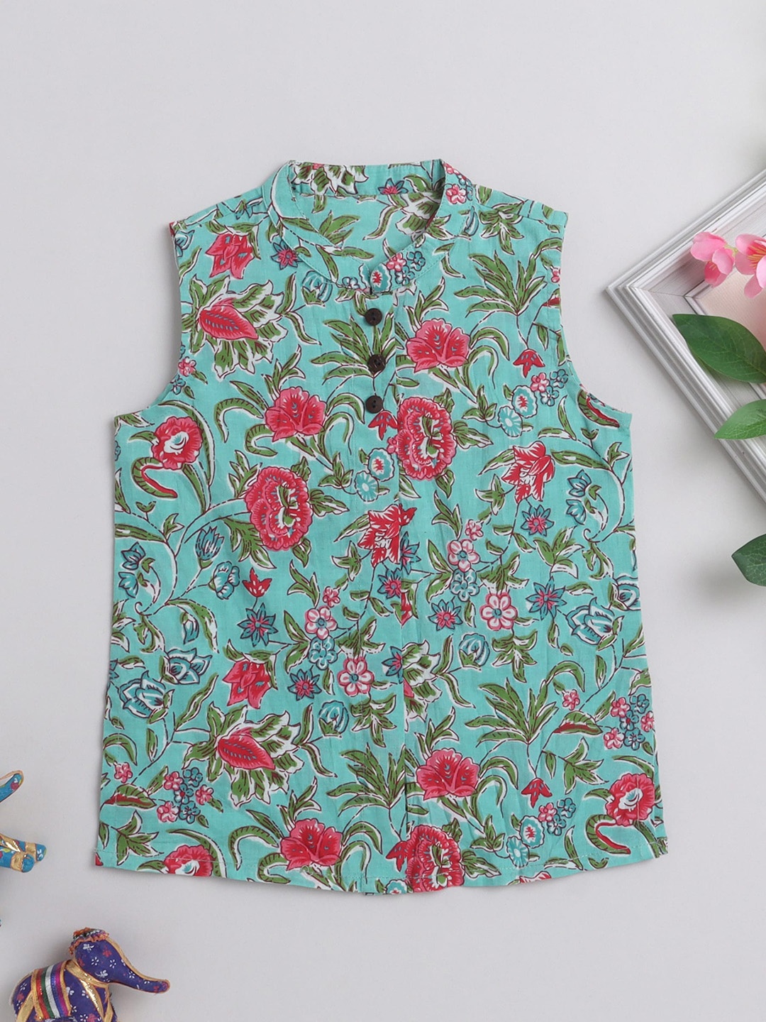 

The Magic Wand Boys Printed Pure Cotton Nehru Jackets, Blue