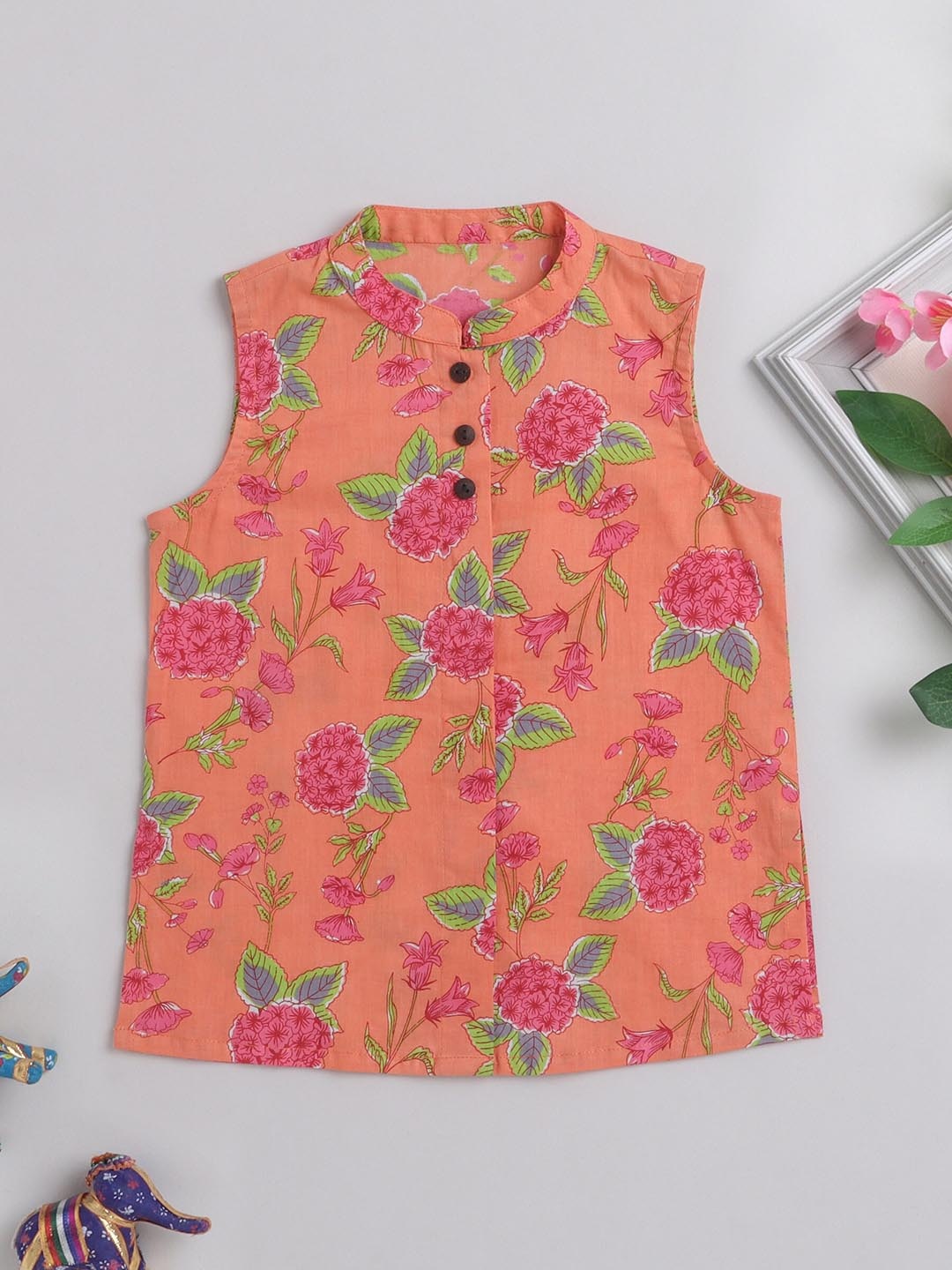 The Magic Wand Boys Printed Pure Cotton Nehru Jackets, Peach