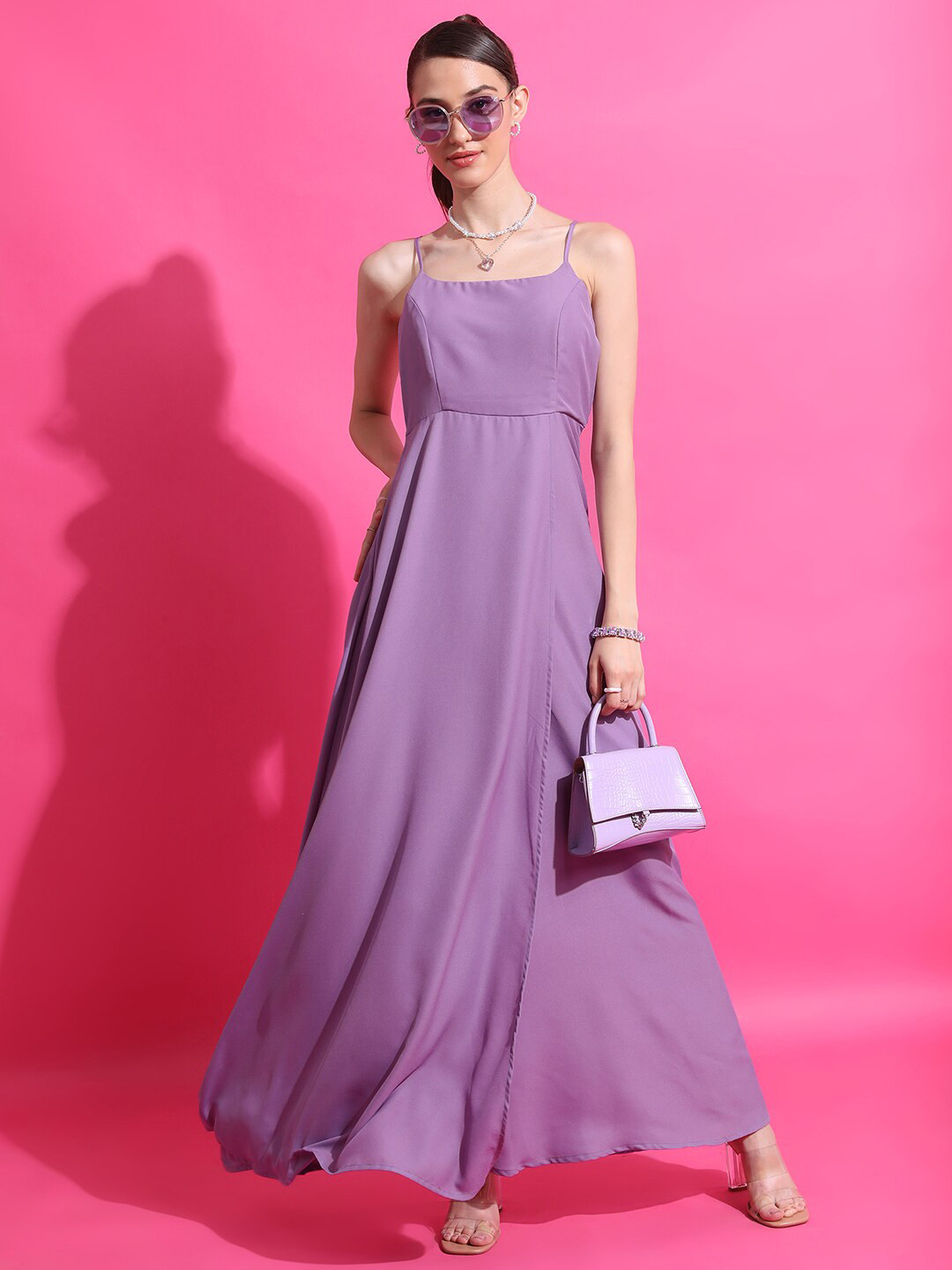 

Tokyo Talkies Purple Shoulder Straps Maxi Dress