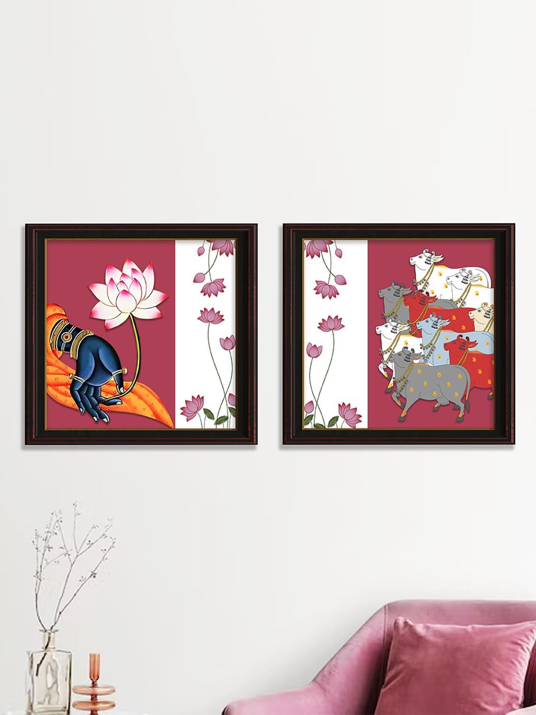 

Art Street White & Purple 2-Pieces Shrinathji Dancing Printed Framed Wall Art