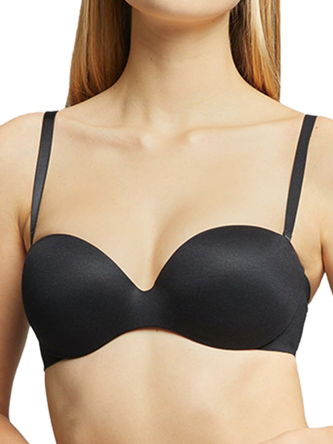 

YAMAMAY Medium Coverage Underwired Lightly Padded All Day Comfort Bandeau Bra, Black