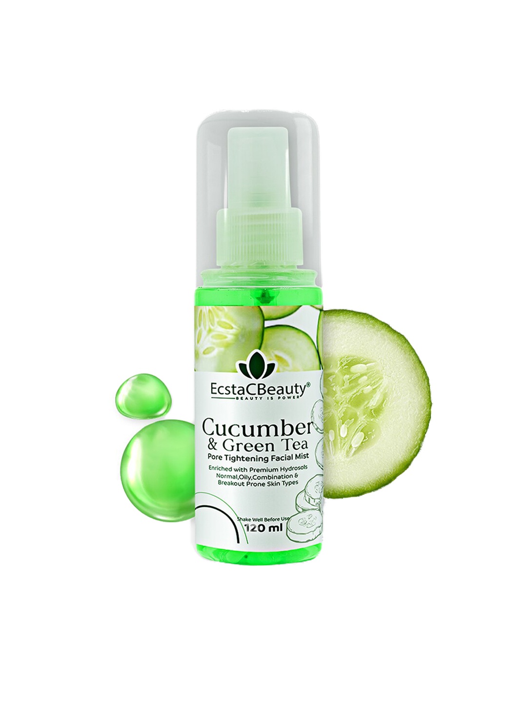 

EcstaCBeauty Cucumber & Green Tea Pore Tightening Facial Mist for Pimples & Acne -120 ml