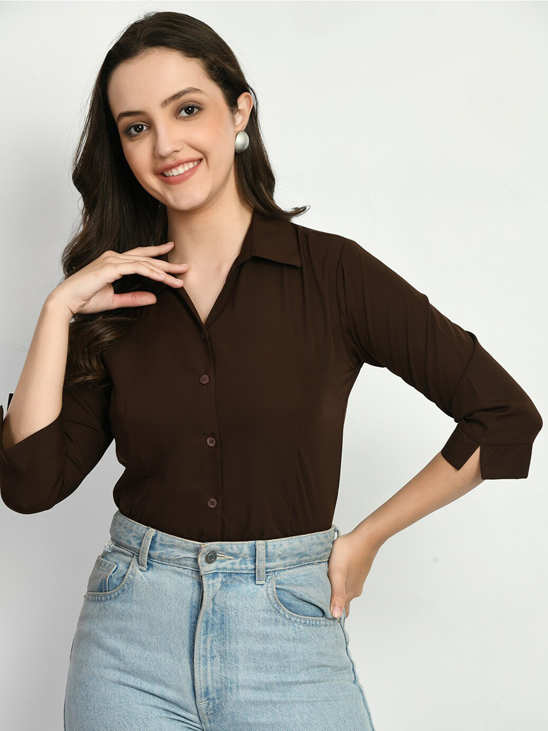 

Akshatani Comfort Spread Collar Casual Shirt, Brown