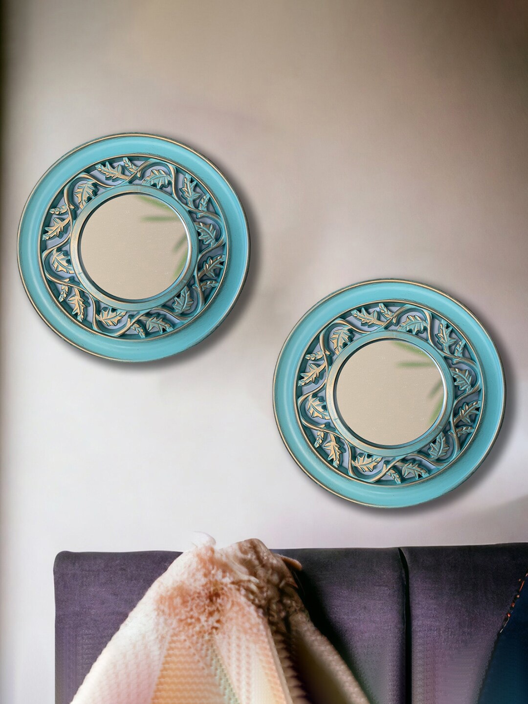 

Art Street Vintage Lepanto Blue 2 Pieces Round Wall Mirrors