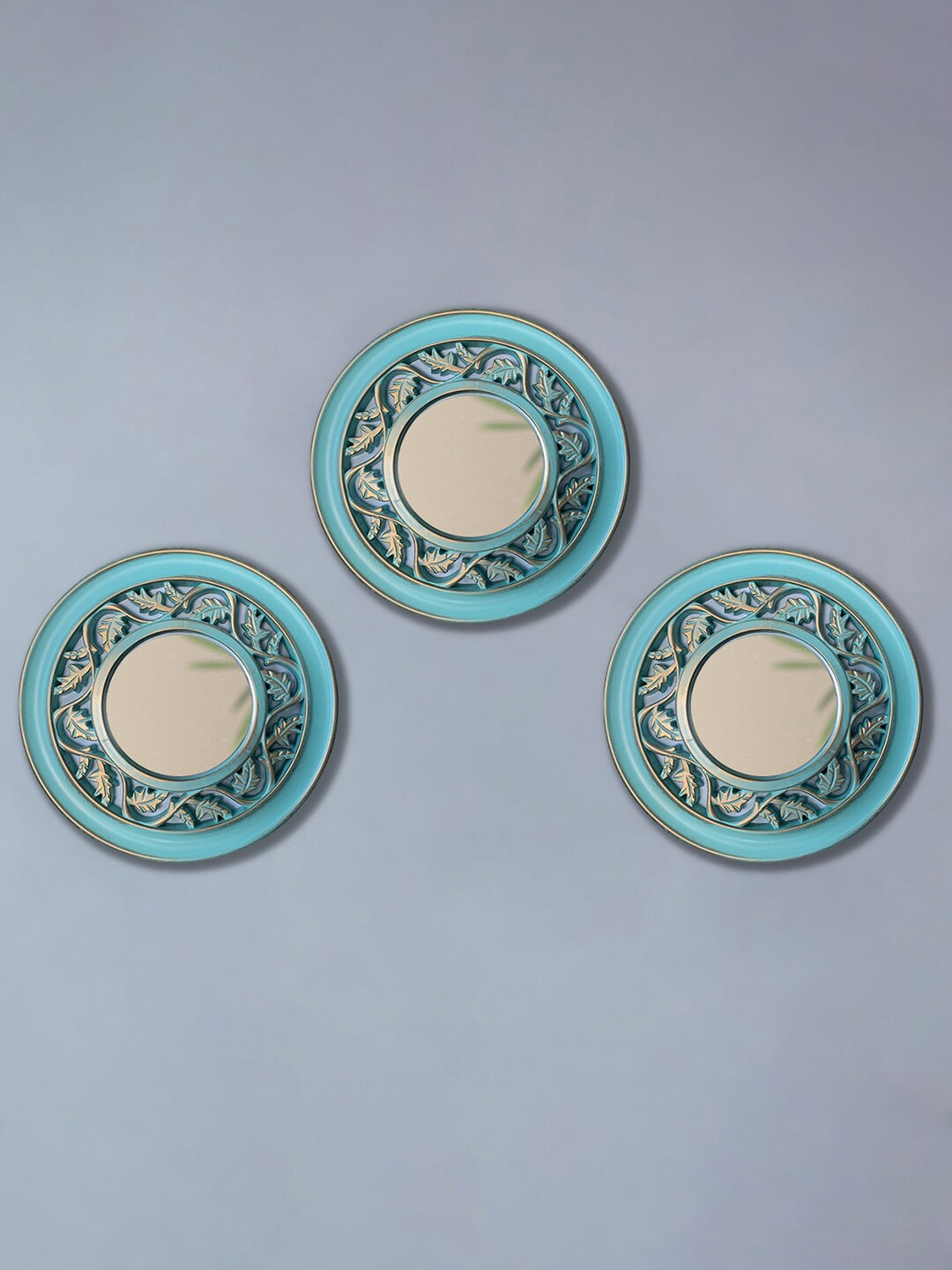 

Art Street Blue 3 Pieces Textured Decorative Mirrors