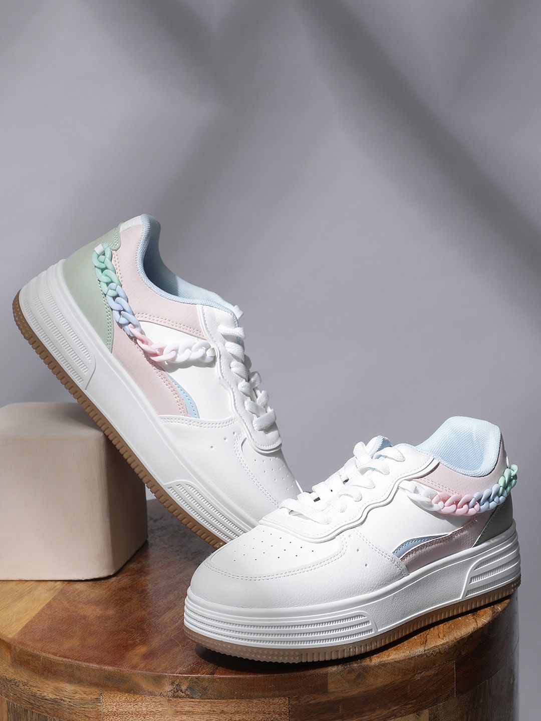 

Goldstar Women Colourblocked Embellished Comfort Insole Basics Sneakers, White