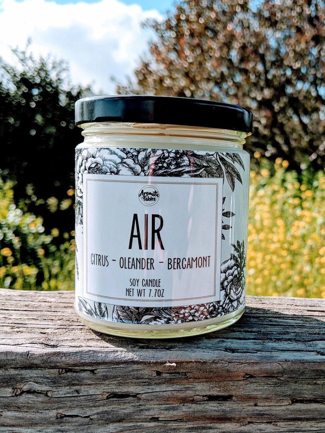 

Aromatic Fables Elements of Nature AIR White & Black Citrus Scented Jar Glass Candle