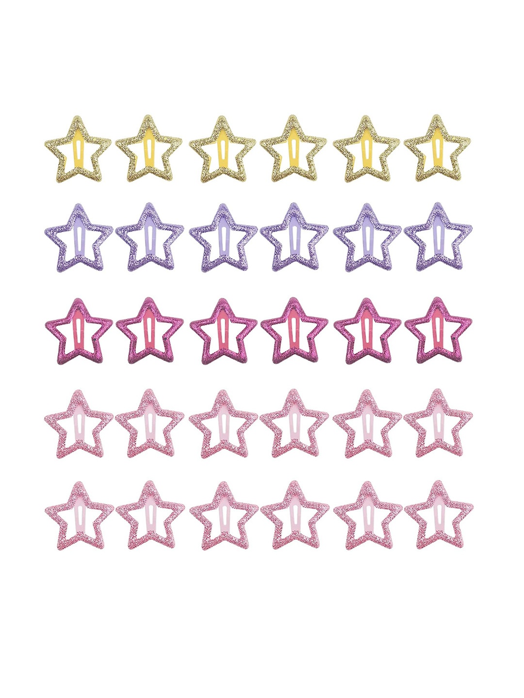 

LYTIX Girls Set Of 12 Glittery Stars Shape Embellished Tic Tac Hair Clips, Pink