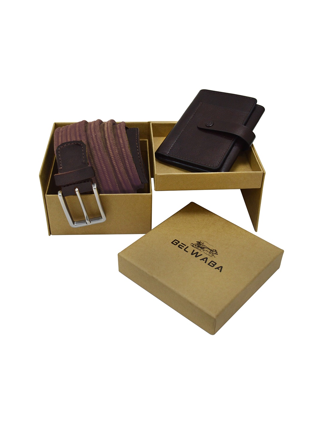 

Belwaba Men Leather Accessory Gift Set, Brown