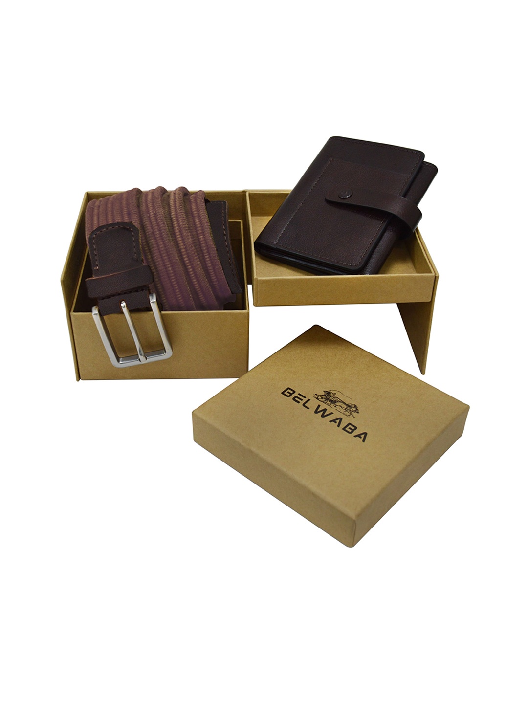 

Belwaba Men Leather Belt & Wallet Gift Set, Brown