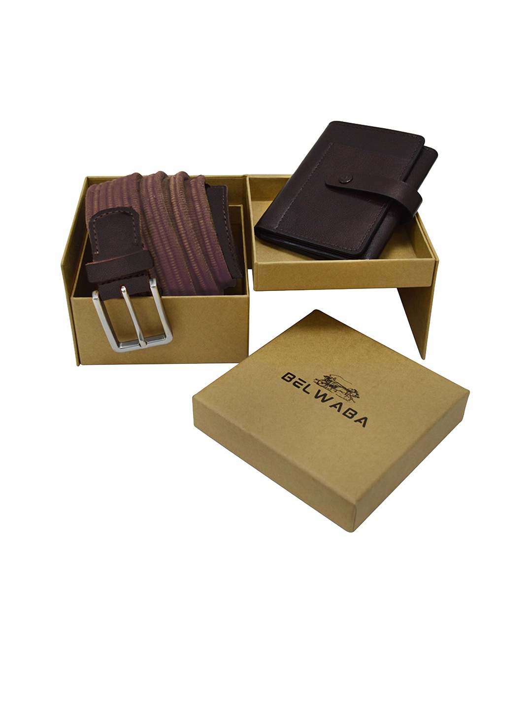 

Belwaba Men Leather Belt & Wallet Gift Set, Brown
