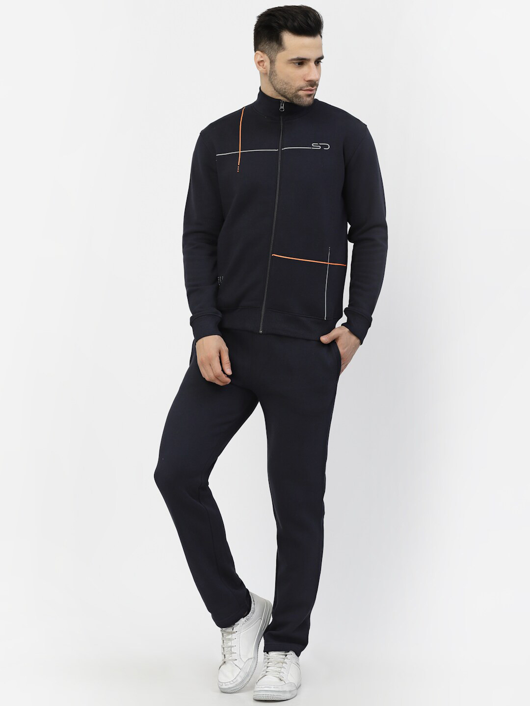 

Sweet Dreams Navy Blue Mock Collar Fleece Tracksuits