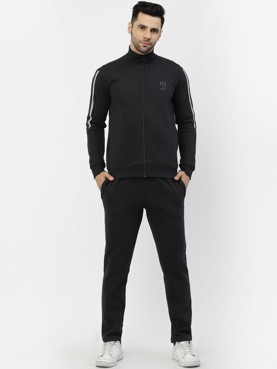 

Sweet Dreams Mock Collar Front Open Tracksuit, Grey
