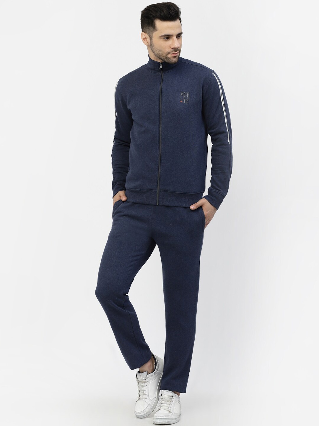 

Sweet Dreams Navy Blue Mock Collar Fleece Tracksuits