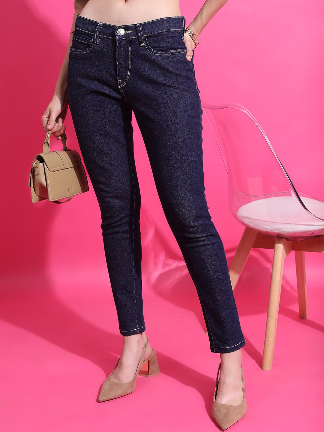 

Tokyo Talkies Women Blue Skinny Fit stretchable Jeans, Navy blue