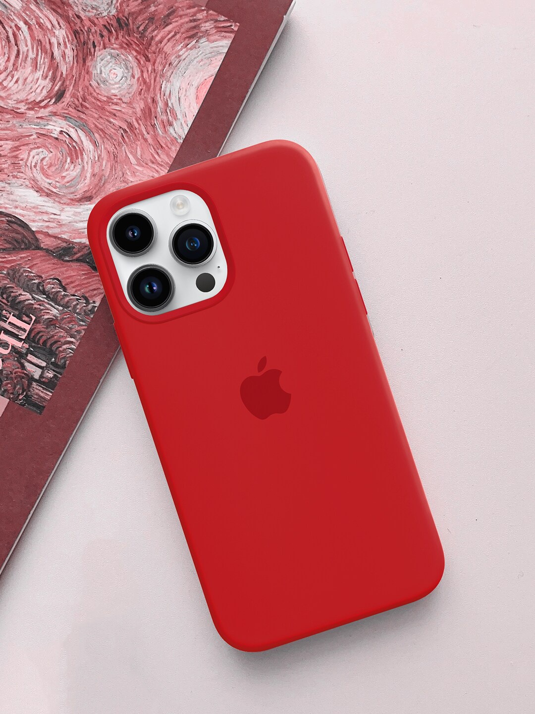 

TREEMODA Triple Layer Protection Silicone iPhone 14Pro Phone Back Case, Red