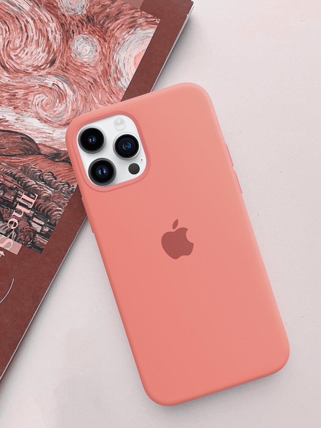 

TREEMODA Triple Layer Protection Silicone iPhone 14Promax Phone Back Case, Peach