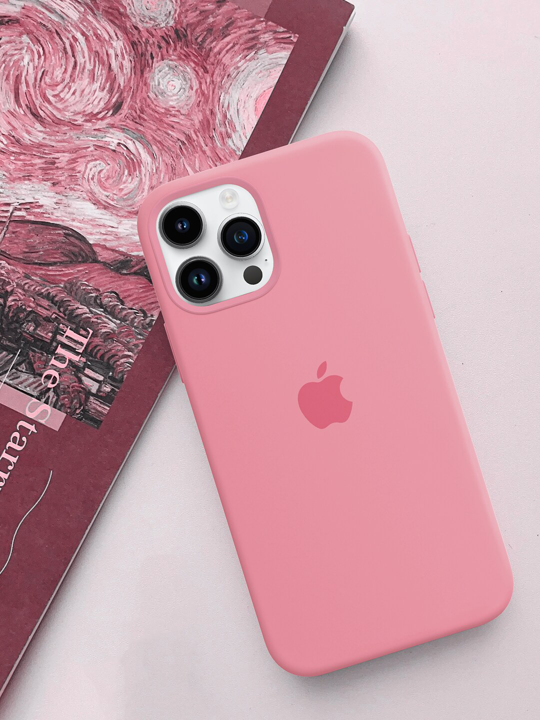 

TREEMODA Triple Layer Protection Silicone iPhone 14Pro Phone Back Case, Pink