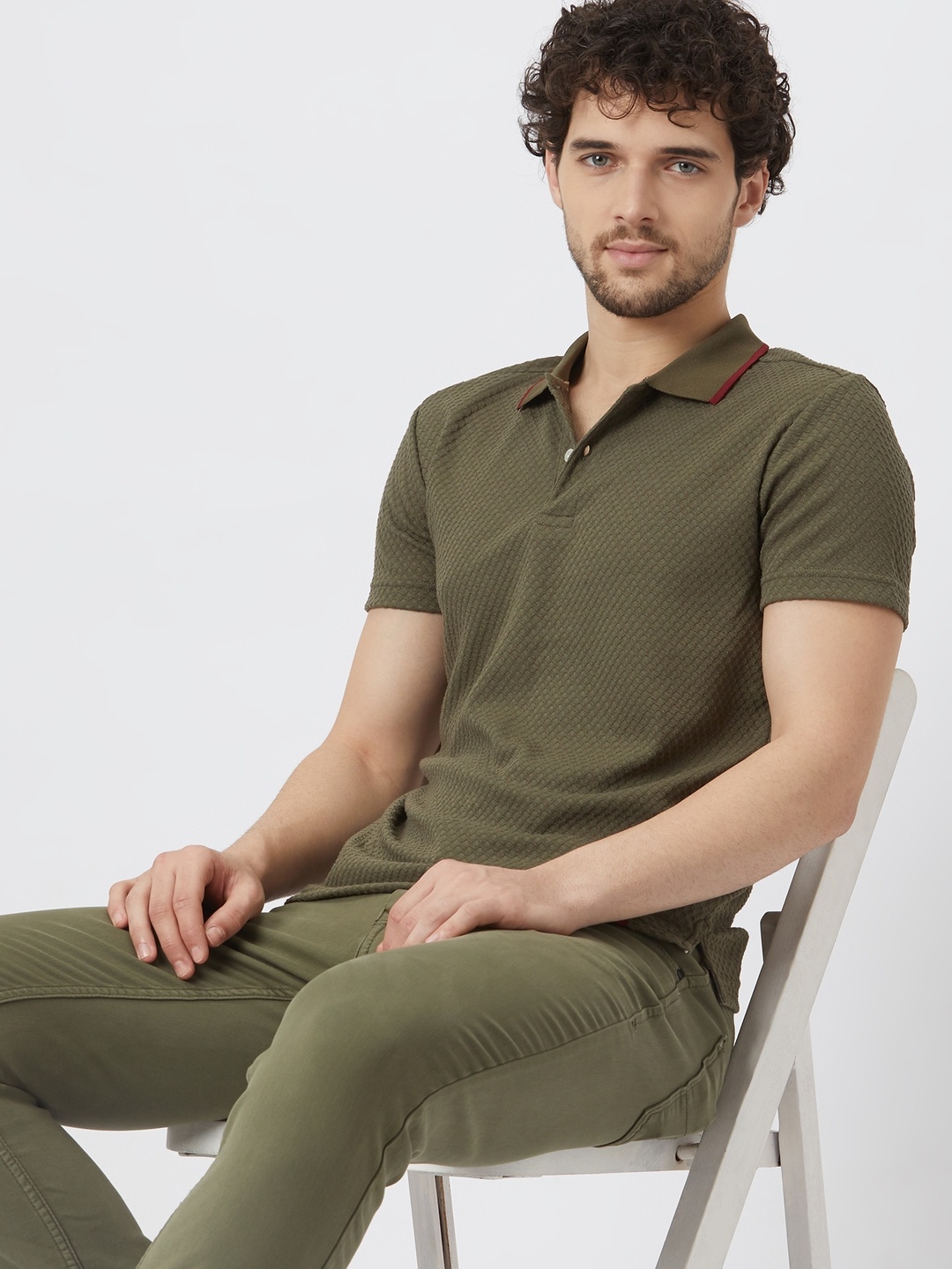 

Mufti Polo Collar Slim Fit Casual T-Shirt, Olive