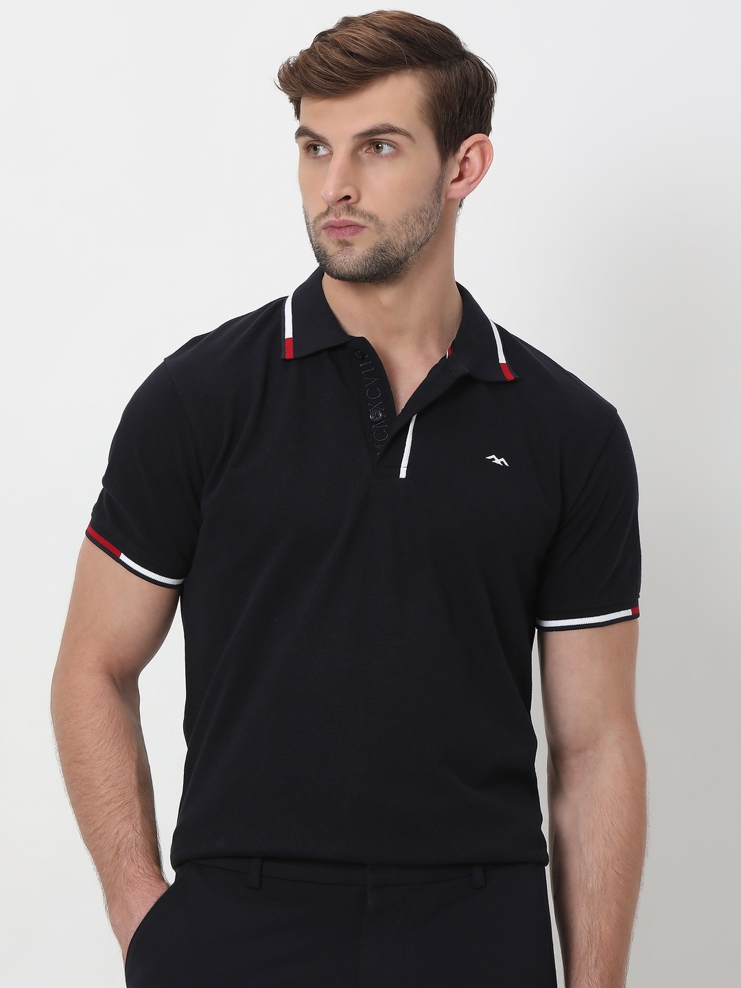 

Mufti Polo Collar Pure Cotton Slim Fit T-shirt, Navy blue