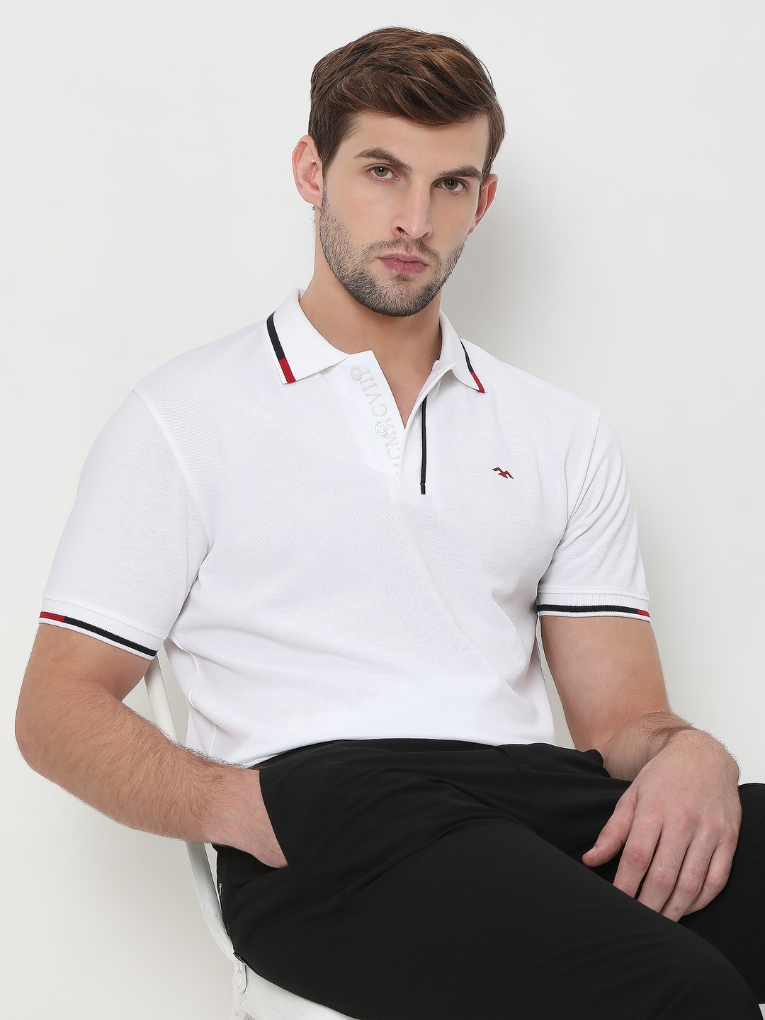 

Mufti Polo Collar Pure Cotton Slim Fit T-shirt, White