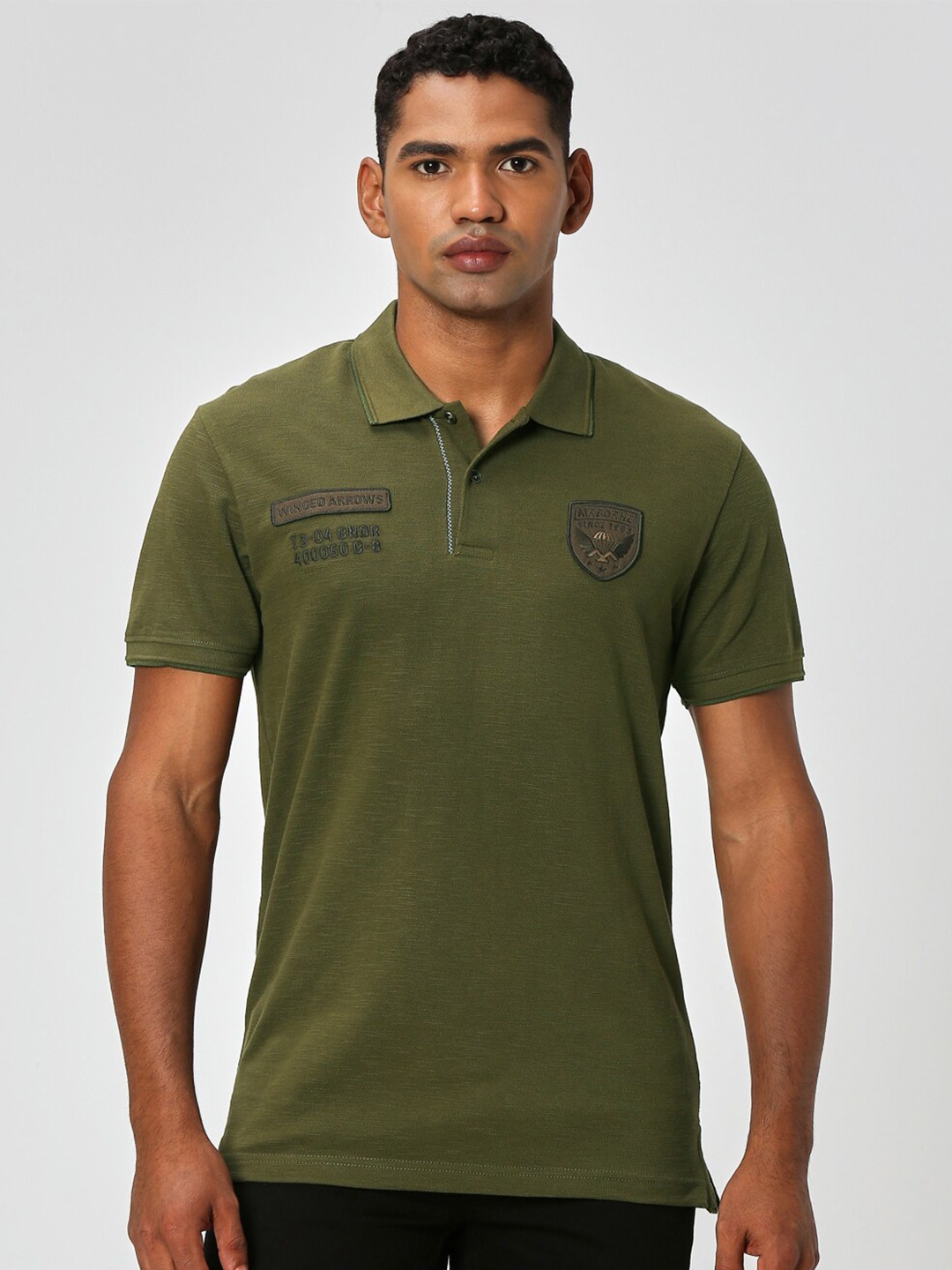 

Mufti Polo Collar Slim Fit Pure Cotton T-Shirt, Olive