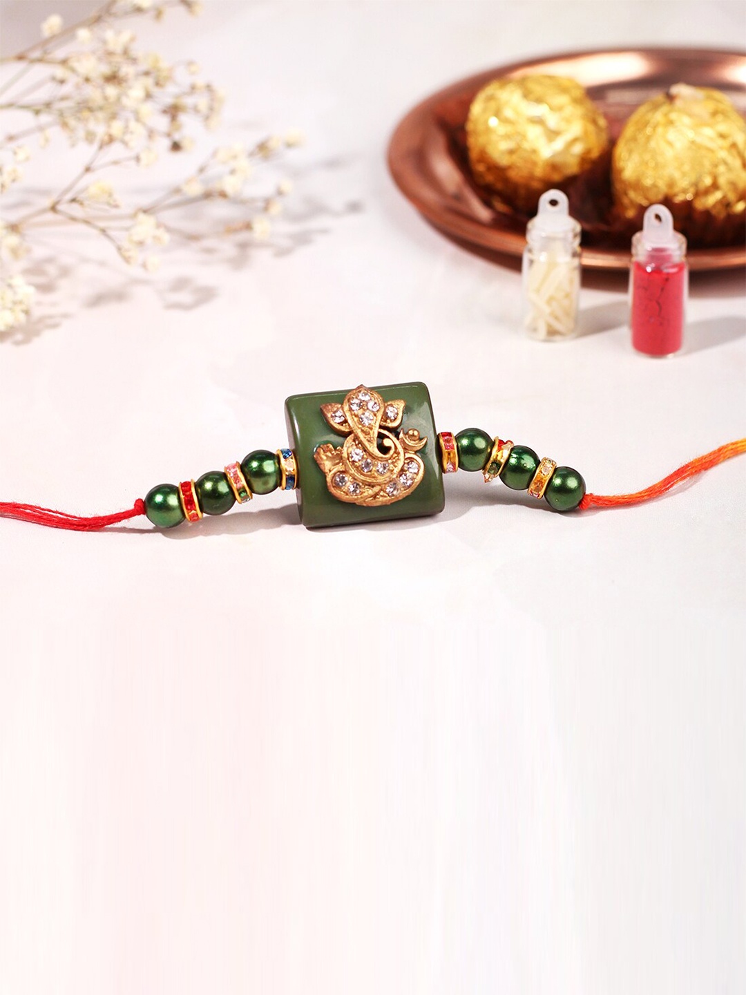 

Happening Hippo Rakhi With Roli Chawal & Best Wishes Greeting Card, Green