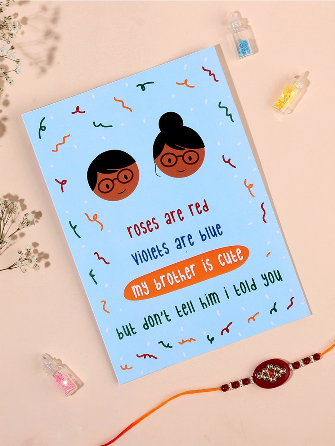 

Happening Hippo Stone-Studded & Beaded Rakhi With Roli Chawal And Greeting Card, Red