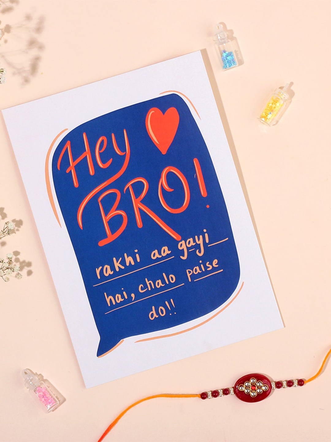 

Happening Hippo Stone-Studded & Beaded Rakhi With Roli Chawal And Greeting Card, Red