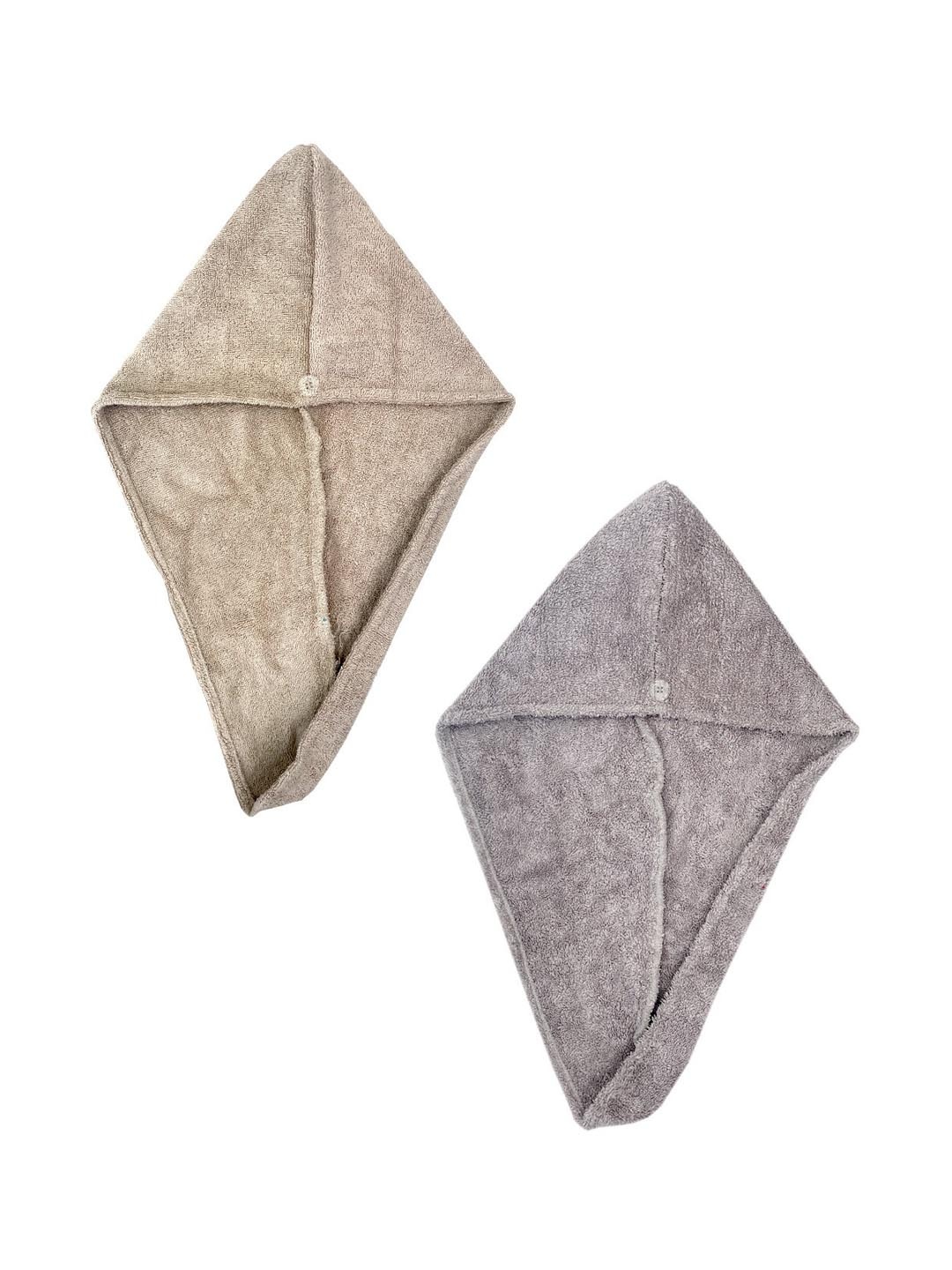 

AVI Living Grey & Beige 2 Pieces 500 GSM Cotton Hair Wrap Bath Towels