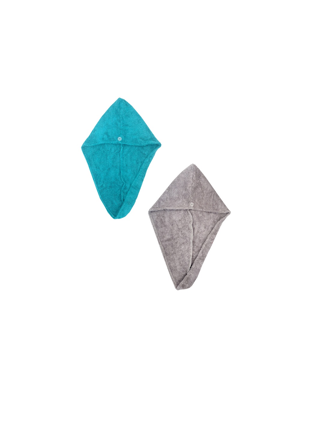 

AVI Living Grey & Turquoise Blue 2 Pieces 500 GSM Pure Cotton Hair Wrap Bath Towels